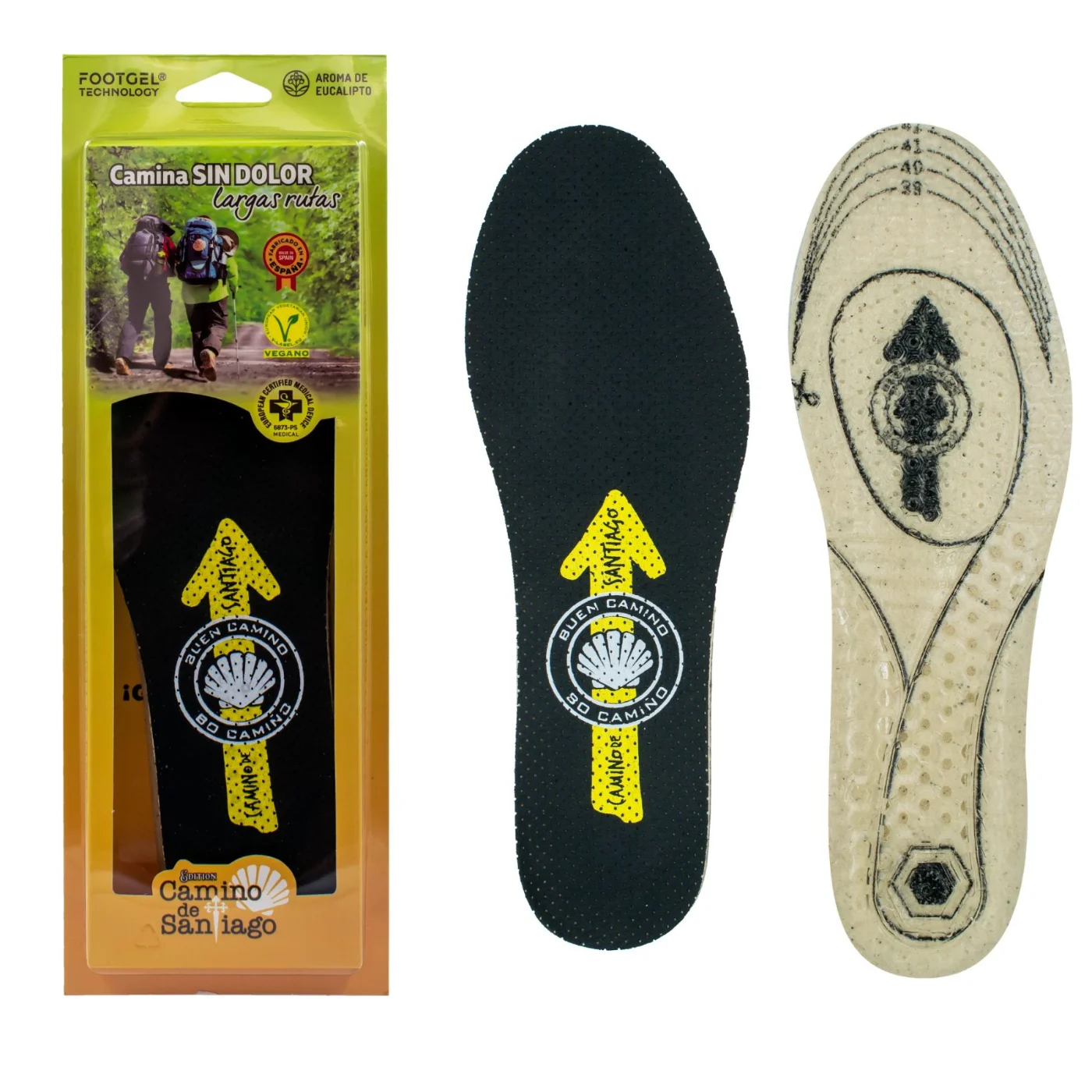 Footgel Camino de Santiago Einlegesohlen von vorne