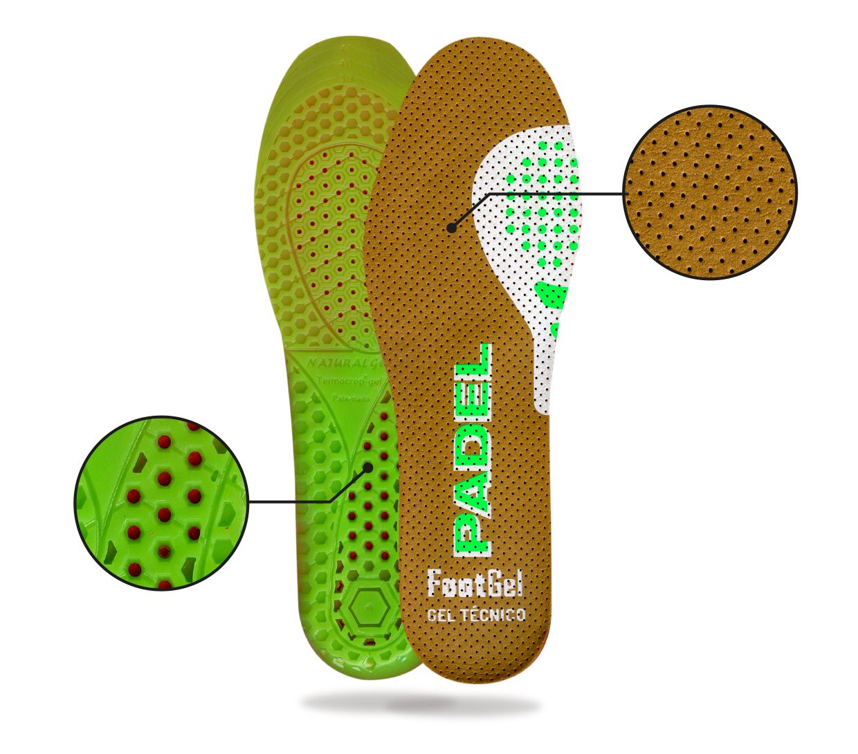 Struttura a strati delle solette Footgel Pádel