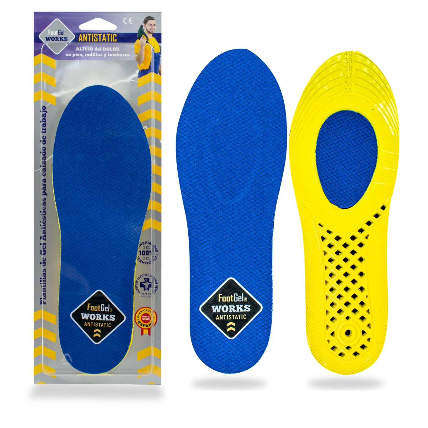 Solette Footgel Works Antiestática viste di fronte
